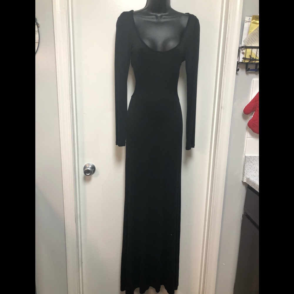 Black Jersey Knit Peek-a-Boo Racerback Maxi (Med)